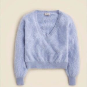 J. Crew Brushed Cashmere Cropped V-Neck Sweater